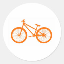 Bicicleta anaranjada etiquetas redondas