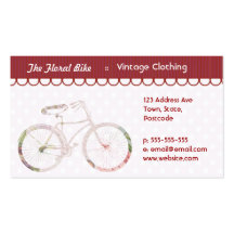 Bicicleta floral femenina tarjetas personales