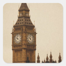 Big Ben Calcomania Cuadradas Personalizadas