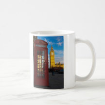 Big Ben y caja del teléfono Tazas