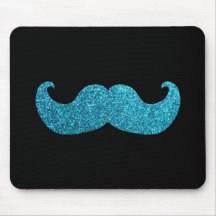 Bigote azul de Bling (falso gráfico del brillo) Alfombrillas De Ratones