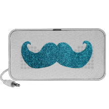 Bigote azul de Bling (falso gráfico del brillo) Portátil Altavoz