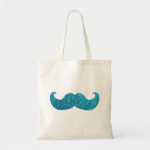 Bigote azul de Bling (falso gráfico del brillo) Bolsa De Mano