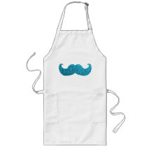 Bigote azul de Bling (falso gráfico del brillo) Delantal