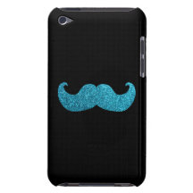 Bigote azul de Bling (falso gráfico del brillo) Barely There iPod Cárcasa