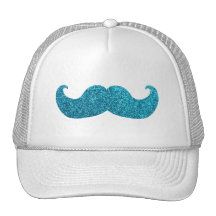 Bigote azul de Bling (falso gráfico del brillo) Gorro