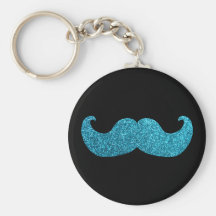 Bigote azul de Bling (falso gráfico del brillo) Llavero Personalizado