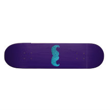 Bigote azul de Bling (falso gráfico del brillo) Monopatín Personalizado