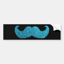 Bigote azul de Bling (falso gráfico del brillo) Pegatina De Parachoque
