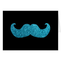 Bigote azul de Bling (falso gráfico del brillo) Felicitaciones