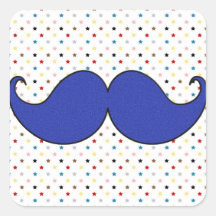 Bigote azul retro del bigote calcomanía cuadradas personalizada