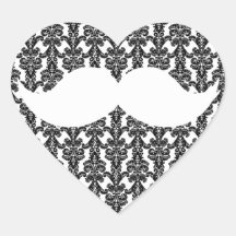 Bigote blanco del manillar en el papel negro del d calcomanía de corazón personalizadas