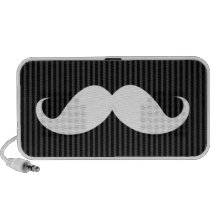 Bigote blanco del manillar en rayas negras grises iPod altavoces
