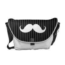 Bigote blanco del manillar en rayas negras grises bolsa de mensajeria 