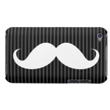 Bigote blanco del manillar en rayas negras grises iPod touch protectores