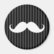 Bigote blanco del manillar en rayas negras grises imán para frigorifico