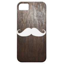 Bigote blanco divertido en fondo de madera de robl iPhone 5 Case-Mate cárcasas