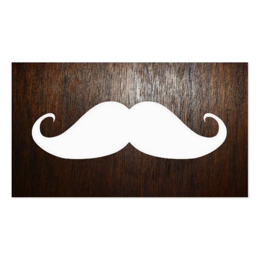 Bigote blanco divertido en fondo de madera de robl tarjeta personal