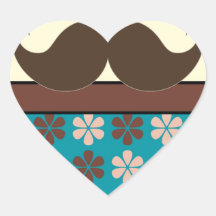 Bigote del bigote en modelo retro pegatina corazón