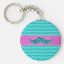Bigote del brillo de la turquesa llaveros