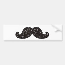 BIGOTE DEL BRILLO DEL NEGRO DE LA DIVERSIÓN ETIQUETA DE PARACHOQUE