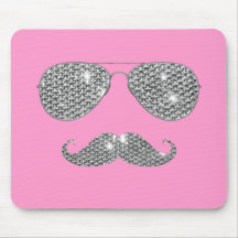 Bigote divertido del diamante con los vidrios alfombrilla de ratón