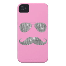 Bigote divertido del diamante con los vidrios iPhone 4 Case-Mate carcasa