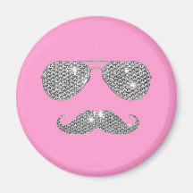 Bigote divertido del diamante con los vidrios imán para frigorífico
