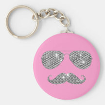 Bigote divertido del diamante con los vidrios llavero