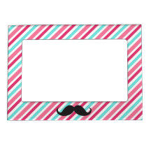 Bigote divertido del manillar en rayas azules de l marcos magnéticos para fotos