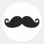 Bigote divertido del negro del vintage pegatina redonda