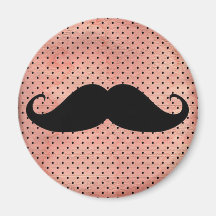Bigote divertido en fondo rosado lindo del lunar imanes  