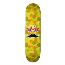 Bigote divertido; Verde retro y naranja Tabla De Patinar