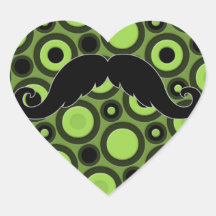 Bigote en fondo retro colcomanias corazon