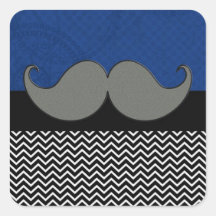 Bigote enrrollado retro calcomanía cuadrada personalizada