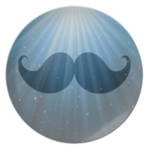 Bigote enrrollado retro Stache del bigote Platos Para Fiestas