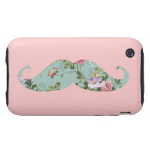 Bigote floral rosado rojo del vintage femenino div iPhone 3 tough protector