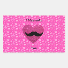 Bigote I usted corazones Rectangular Pegatinas