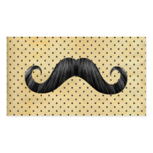 Bigote negro divertido en lunares del amarillo del tarjeta de visita