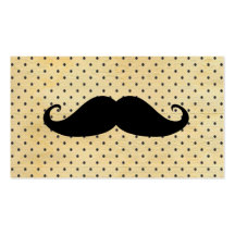 Bigote negro divertido en lunares del amarillo del tarjeta de negocio