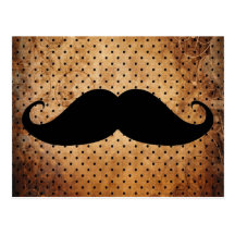 Bigote negro divertido tarjeta postal