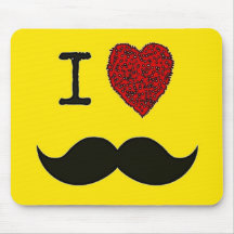 Bigote negro retro del amor del manillar I Tapete De Ratón