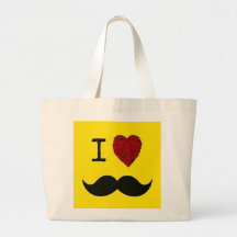 Bigote negro retro del amor del manillar I Bolsas Lienzo