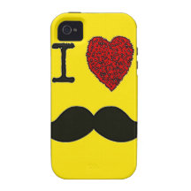 Bigote negro retro del amor del manillar I Case-Mate iPhone 4 Carcasa