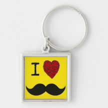 Bigote negro retro del amor del manillar I Llavero Personalizado