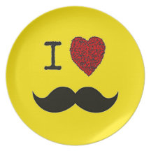 Bigote negro retro del amor del manillar I Plato De Comida