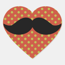 Bigote negro retro divertido del bigote del manill pegatina corazon personalizadas