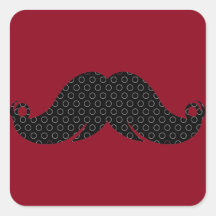 Bigote negro retro Stache del bigote Calcomanías Cuadradass Personalizadas