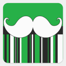 Bigote retro de Stache del bigote con las rayas ve Calcomania Cuadrada Personalizada