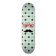 Bigote retro divertido; Verde salvia y Brown Patín Personalizado